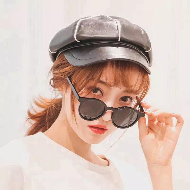 (27AN.ID) kacamata Hitam korean fashion unisex  KM36 retro bingkai putaran kacamata pria dan wanita-5
