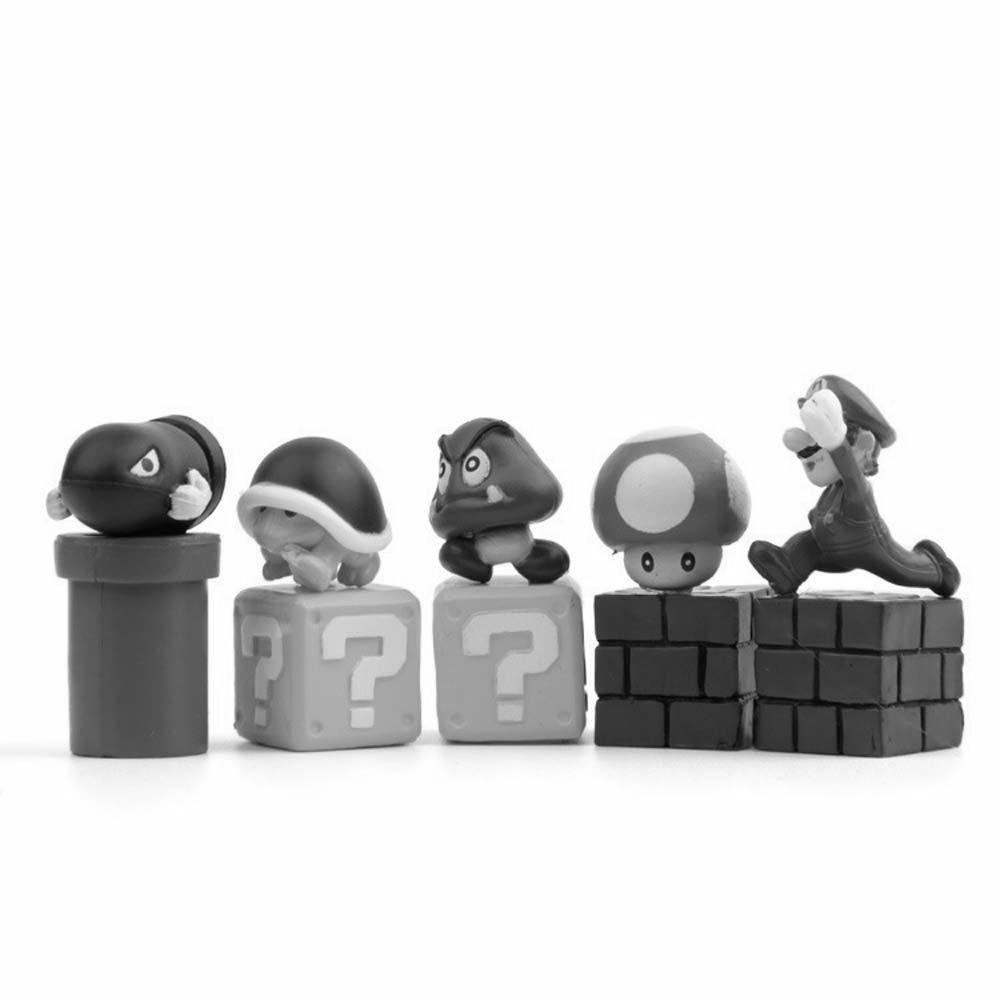 Figurine Action Agustina 10pcs /set Model Koleksi PVC Hiasan Desktop Jamur Model Anime Bros Super Mario.