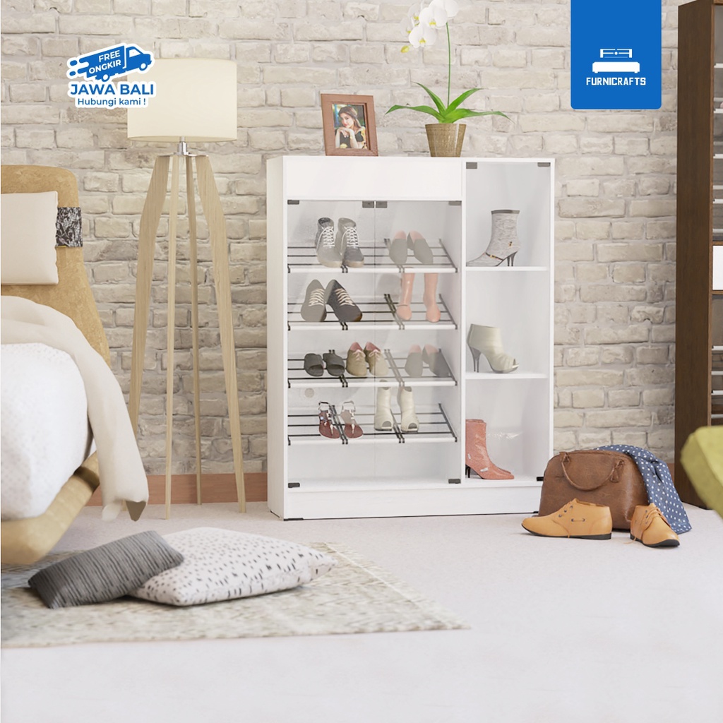 Lemari Sepatu Pintu Kaca 90 murah/ Piedra Shoesrack 90G
