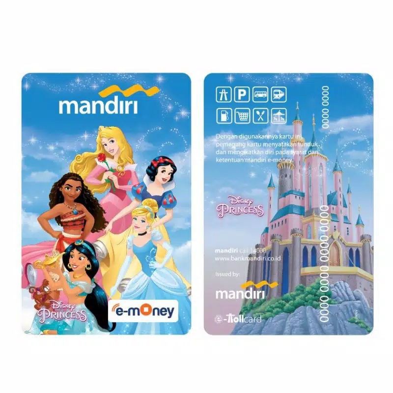 eMoney Card DISNEY PRINCESS - Five (5) DISNEY PRINCESS ORI /Like eTOLL Tapcash Flazz or Brizzi