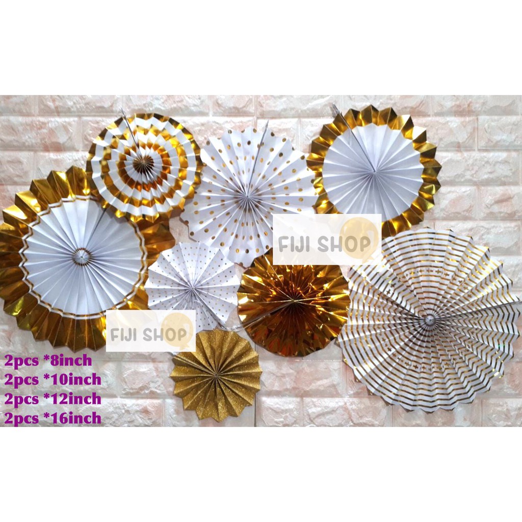 

Paper Fan Gold Dekorasi / Paper Flower Gold Set