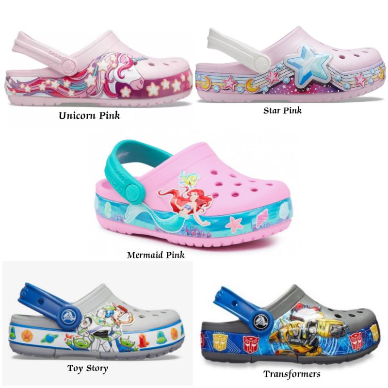 Crocs Kids Fun Lab Mermaid / Unicorn / Star / Toy Story 2 / Transformers/ Crocs Anak / Sandal Crocs Anak / Crocs Anak Perempuan / Crocs Anak Cowok / Sepatu Sandal Anak / Crocs / Clog / Sepatu Anak Perempuan / Sepatu Crocs Anak