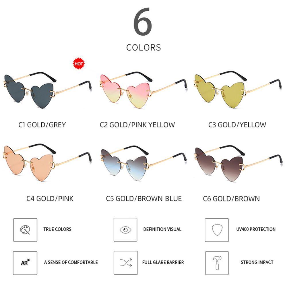 R-flower Rimless Sunglasses Vintage Wanita Trendy Eyewear