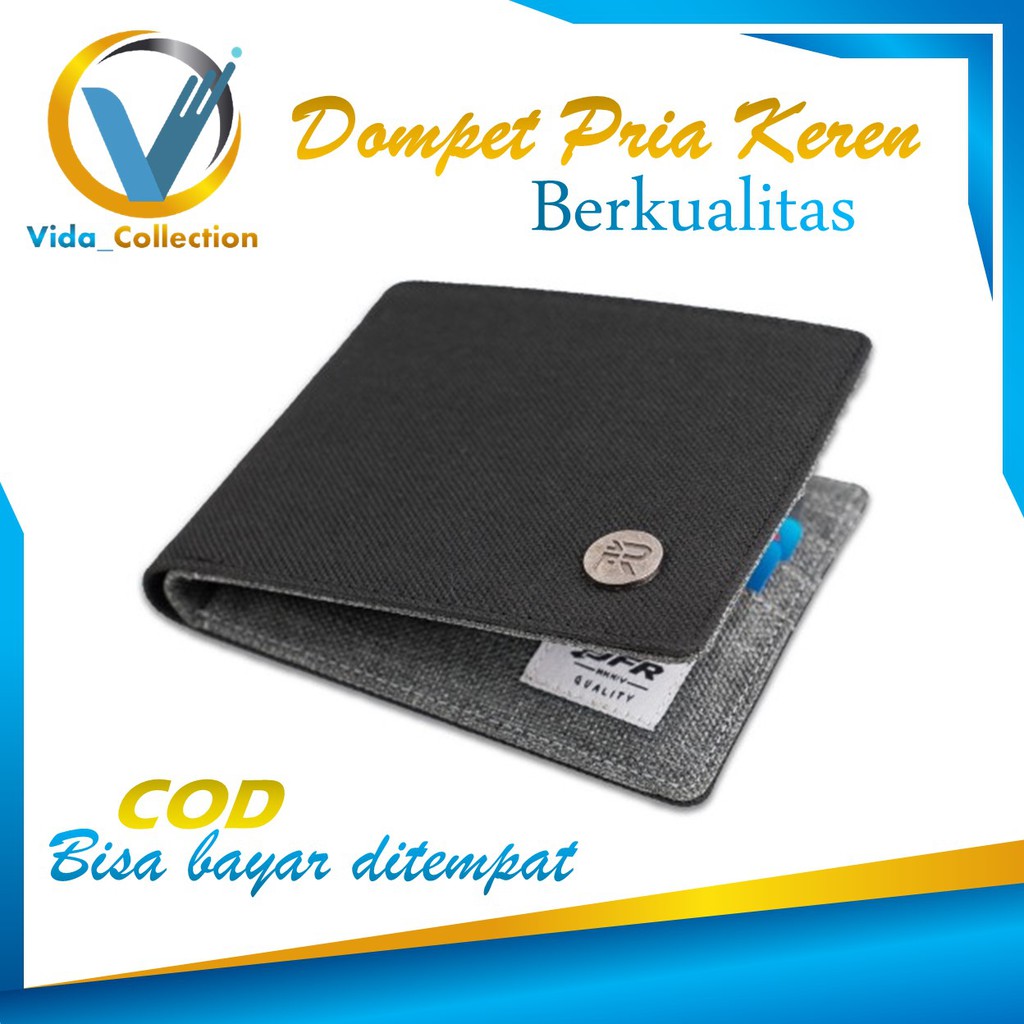 Dompet JFR Fashion Pria Lipat Wallet Cowok Laki laki Kulit Kanvas Mini Kartu Dompet Pria Original
