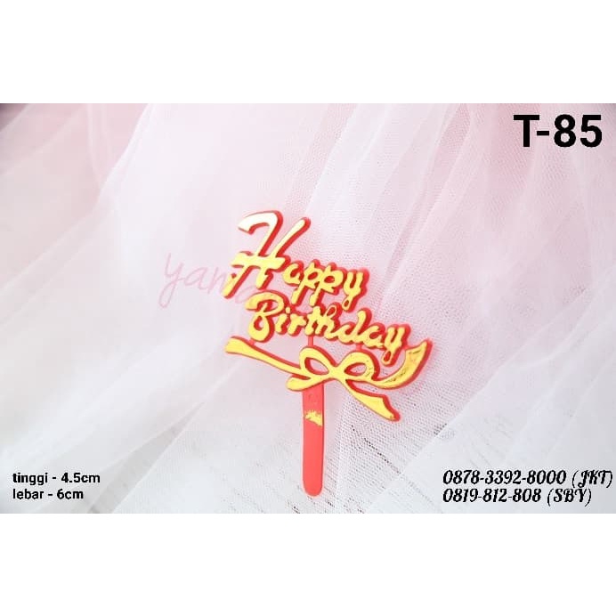 

KUE-PENGHIAS-ALAT- T-85 CAKE TOPPER HIASAN KUE TULISAN HAPPY BIRTHDAY EMAS MERAH -ALAT-PENGHIAS-KUE.