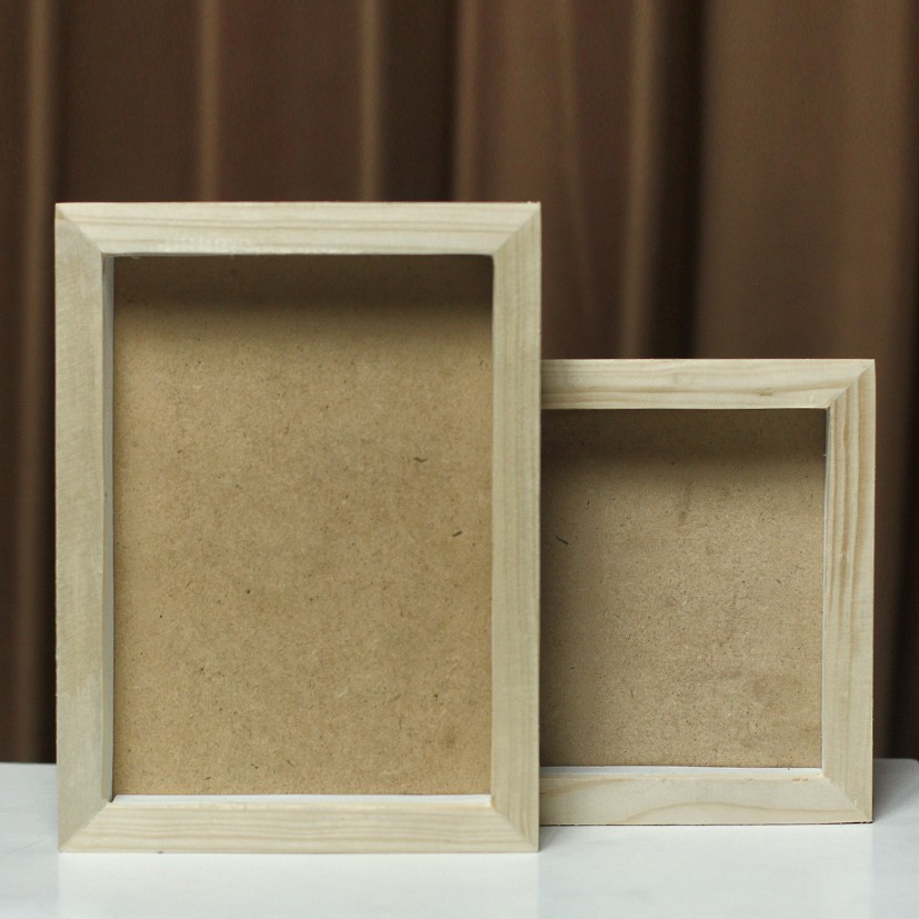 Bingkai Frame Pigura 5R 3D Kayu Natural FREE AKRILIK