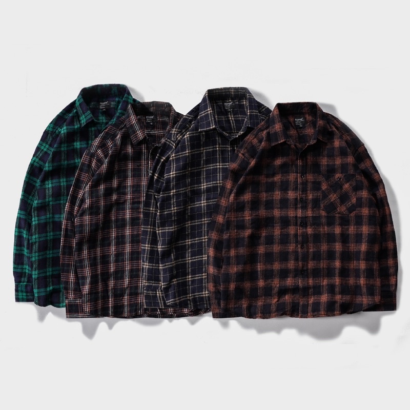 [N00972] Kemeja Oversized Flanel Distro Motif