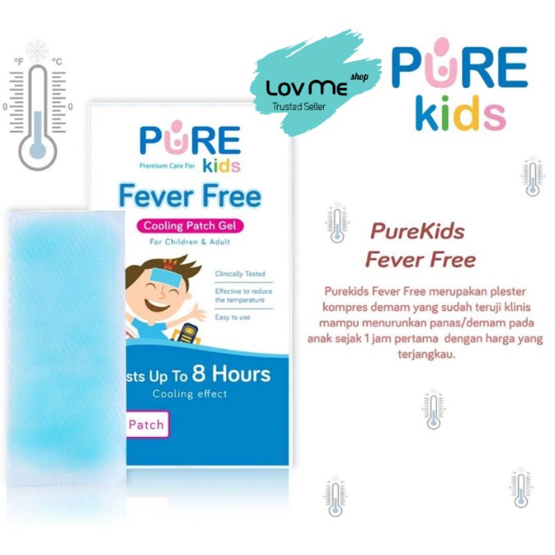 lov me❤ Pure Kids Fever Free Patch cooling gel isi 4- Kompres penurun panas