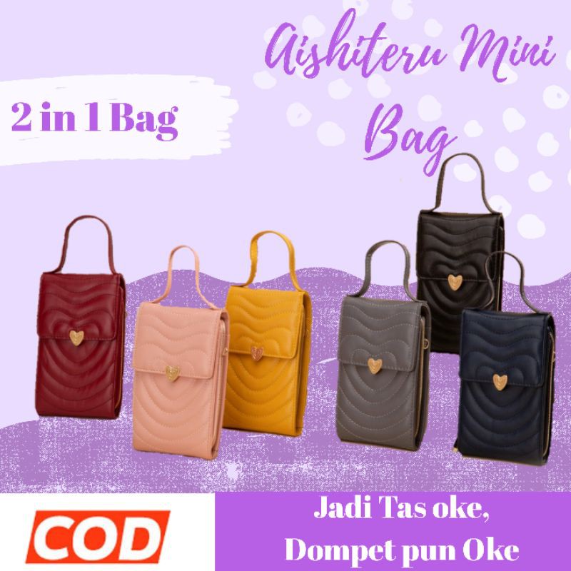 TAS MINI SELEMPANG WANITA AISHITERU MINI BAG MERK JIMS HONEY