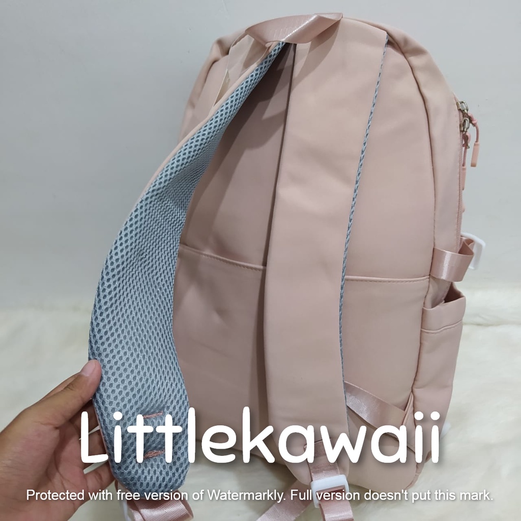 LK/Tas Ransel Laptop Backpack Sekolah Fashion Korean Style Anak Remaja Dewasa Kotak Square Gesper Hello77 Import