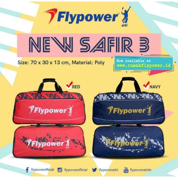 Tas Badminton Petak Flypower New Safir 3 Original
