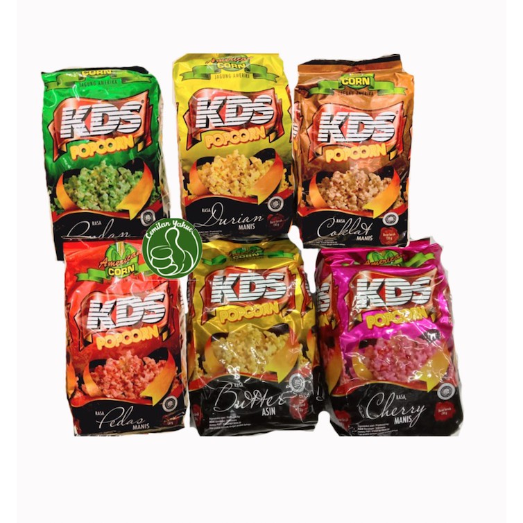 

KDS Popcorn medium 130gr - Rasa Pandan / Durian / Cokelat / Pedas / Butter / Cherry