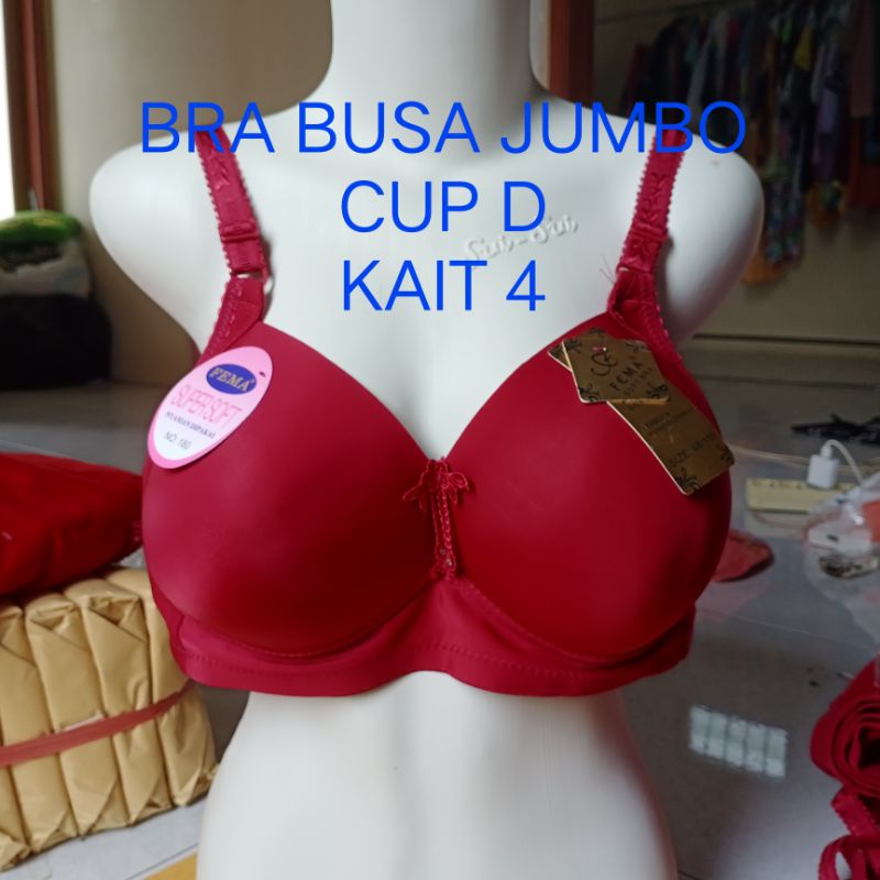 Bra BH busa tanpa kawat jumbo FEMA cup D size 42 44 46 48 hak 4 kait 4