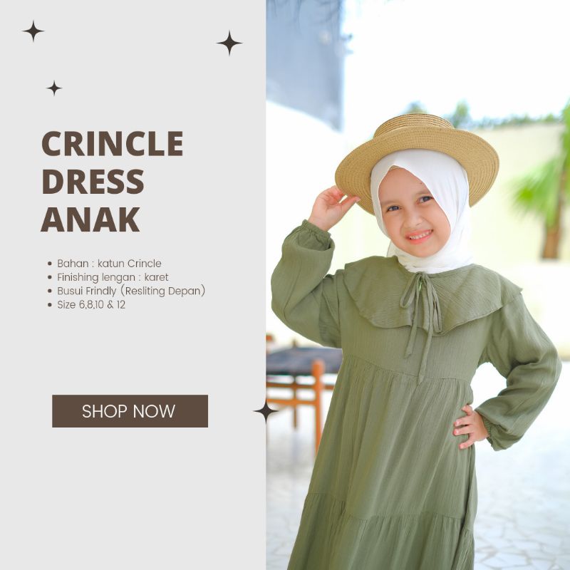 Gamis Anak Perempuan Polos Homey Anak Crincle Premium Gamis Anak Crinkle