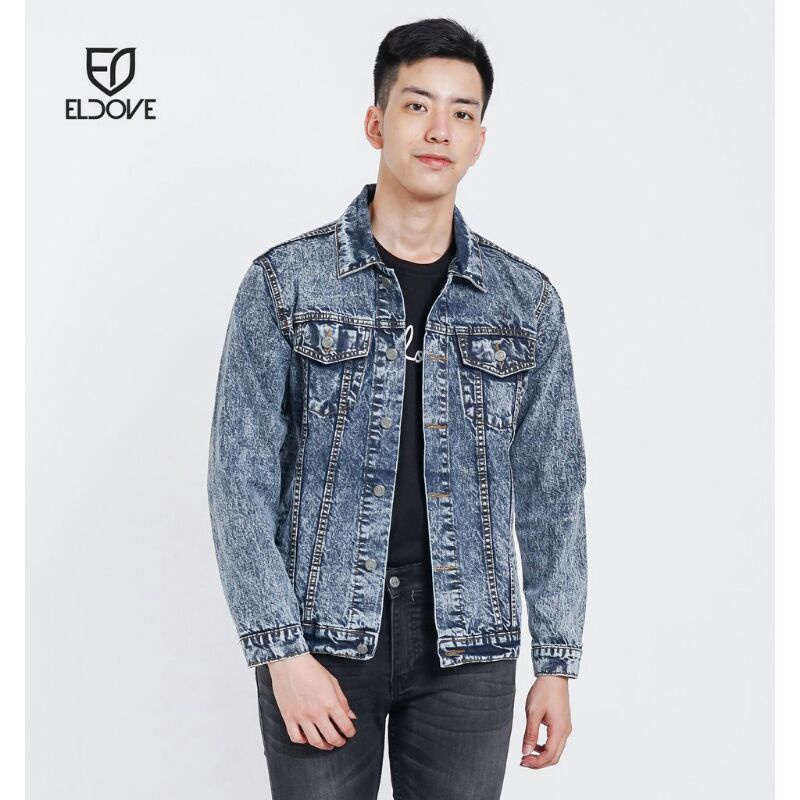 Jaket Denim Premium Trend Dark Blue Snow | Eldove004