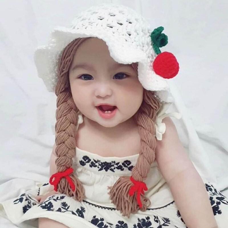 Topi Kupluk Renda Bayi  Kepang Rambut   / Baby Hat Wig / kupluk WIG bayi Renda