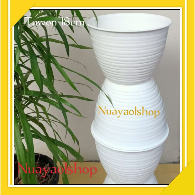 Pot Bunga Pot Bunga Murah Pot Bunga Putih Pot Bunga Plastik Pot Tawon Putih Pot Putih Pot MDN 18cm