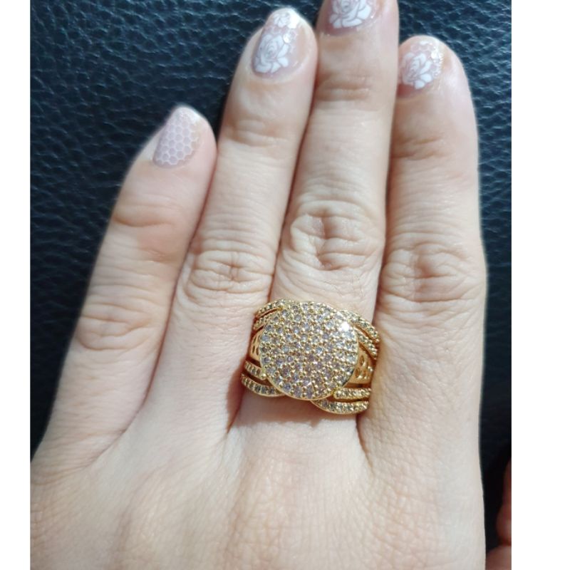 Cincin Zircon Lapis Emas Premium Quality Anti karat anti alergi Ring zircone mata kilau 021