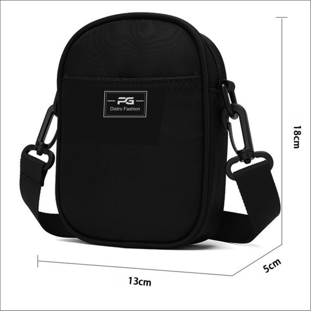 Tas Selempang Pria Slingbag Cowok Polos Hitam Model Simpel Kasual - PG - 8876