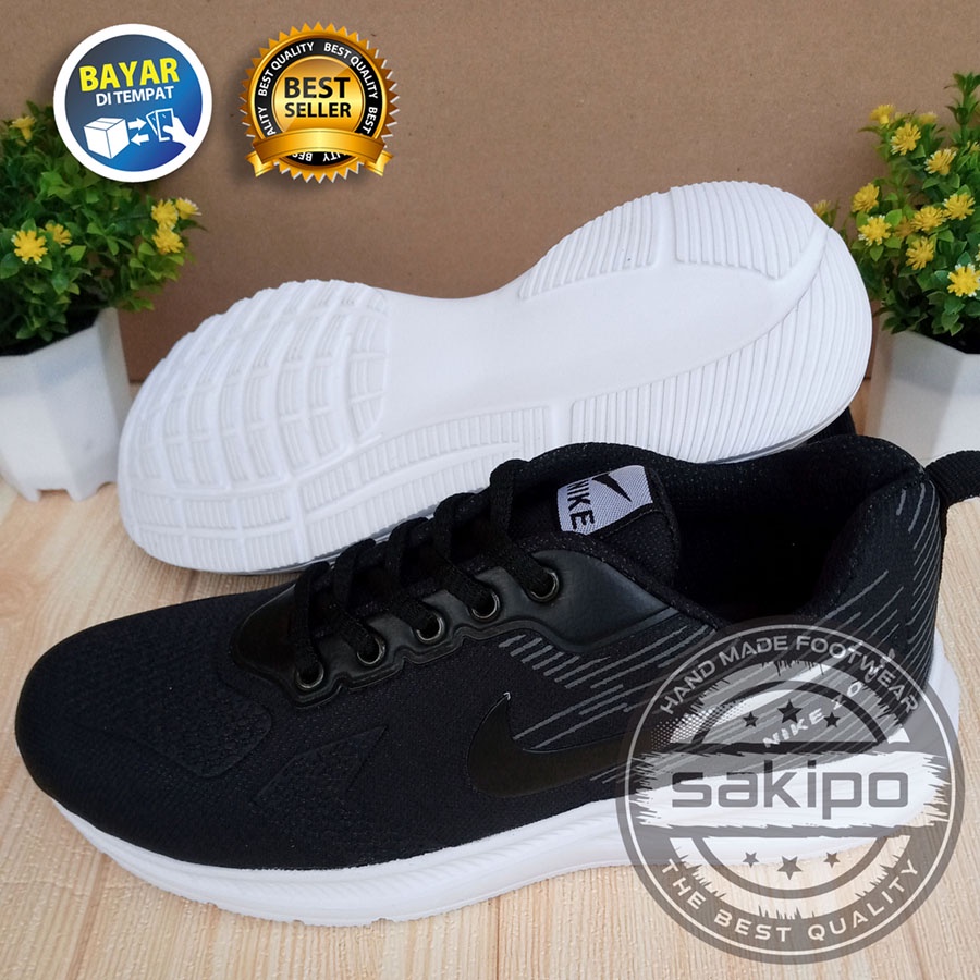 PROMO 7.7 !! SEPATU SEKOLAH HITAM SOL PUTIH RINGAN DIPAKAI / SEPATU SEKOLAH HITAM BERTALI / SEPATU SNEAKERS HANGOUT KERJA SENAM OLAHRAGA AEROBIK / SAKIPO