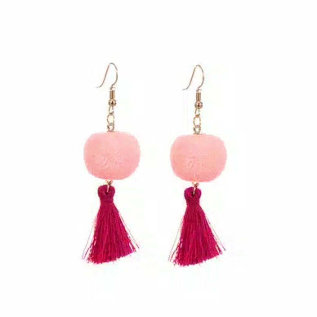 Anting Fashion Wanita Model Pompom Kombinasi 189