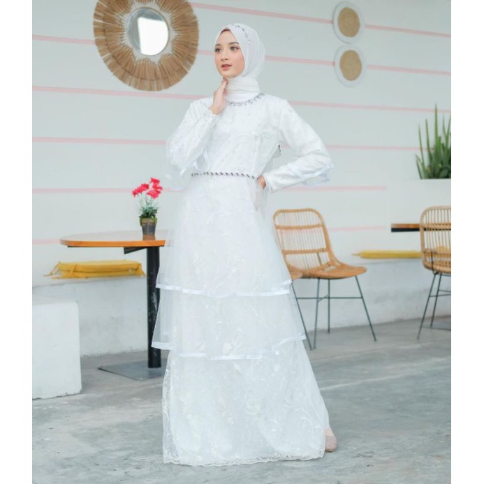 SAFIRA DRESS VOL.2 Baju Pesta Lace bordir motif dan tulle tutu /Gaun Prewedding / Lamaran / Wisuda