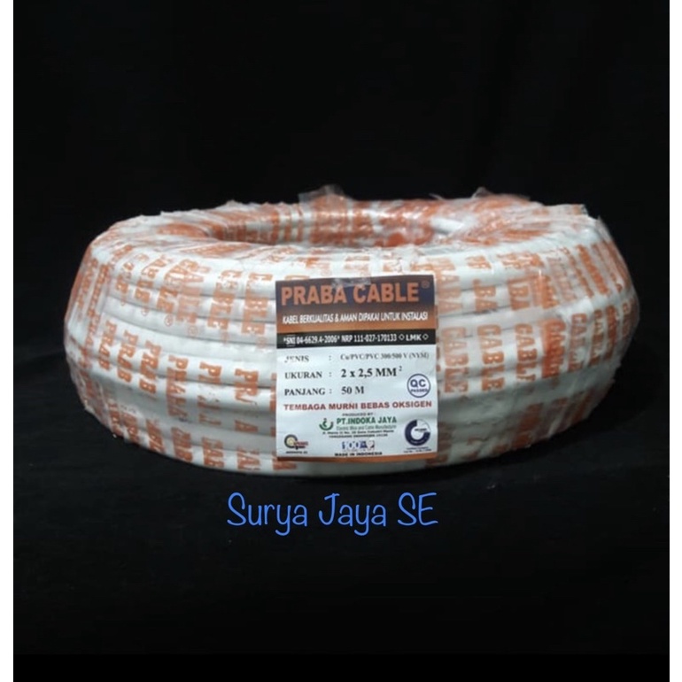 Kabel Listrik NYM 2X2,5 Kabel NYM 2X2.5 Praba 50 Meter SNI LMK