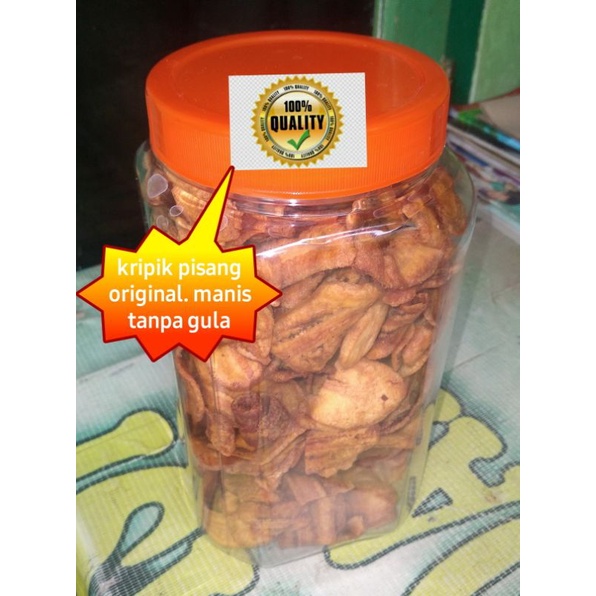 

kripik pisang original manis tanpa gula berat 500 gr. kemasan toples 2000 ml