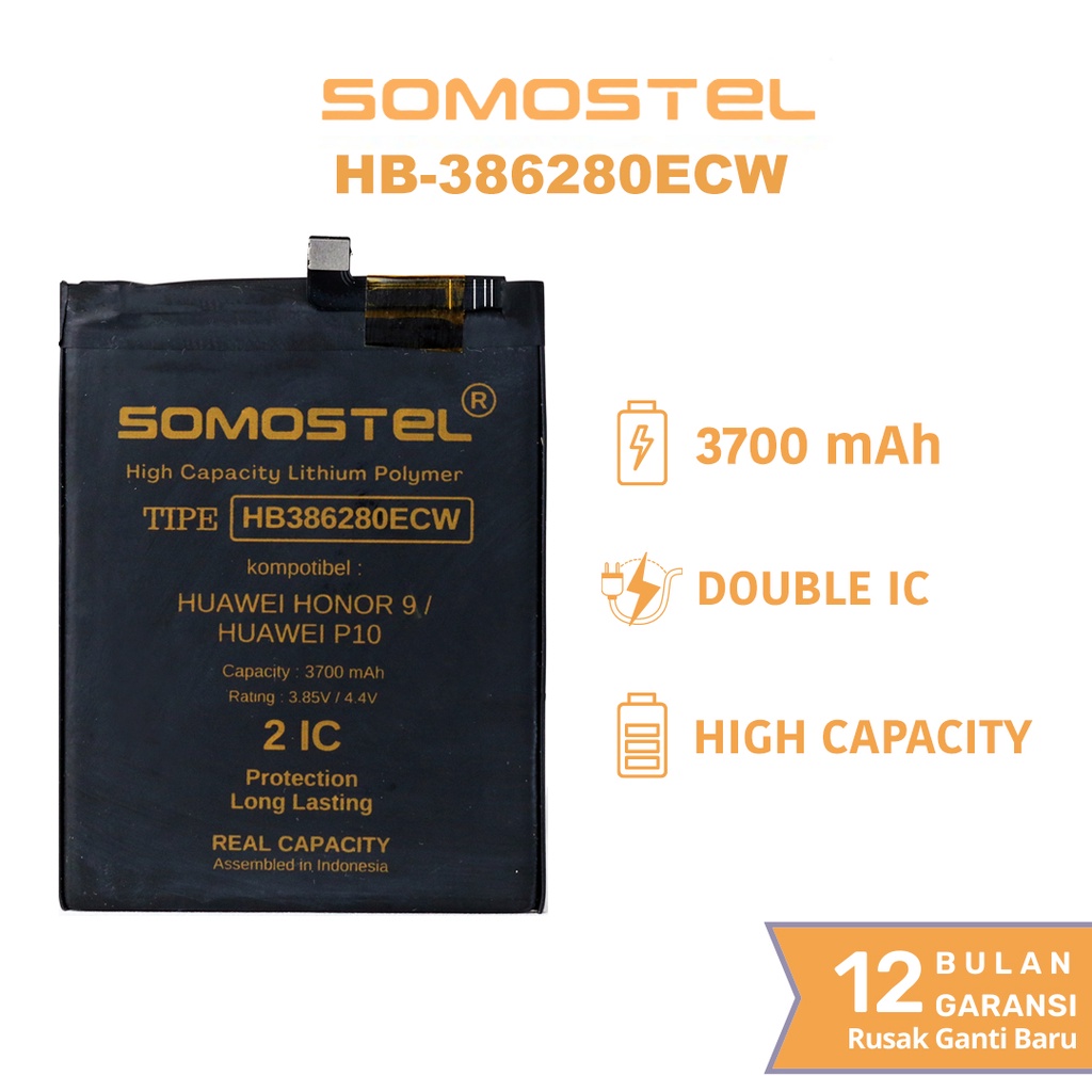 Somostel - HB386280ECW Huawei Honor 9 / Huawei P10 Batre Batrai Baterai