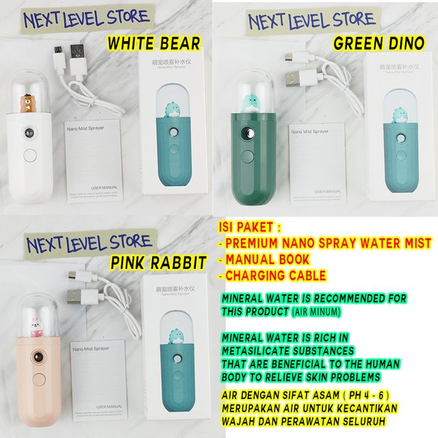 Premium Mini Cute Nano Spray Water Mist Portable Beauty - Green Dino