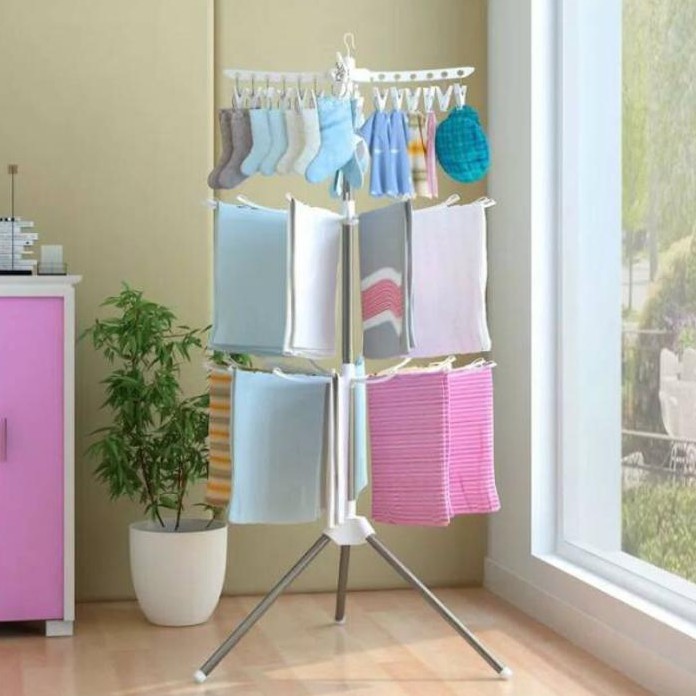 (2KG) SHENAR RAK JEMURAN MENARA LIPAT/STAND HANGER JEMURAN STAINLESS STEEL MODEL MENARA/JEMURAN BAYI/JEMURAN PUTAR/JEMURAN BAJU/JEMURAN PAKAIAN/JEMURAN TIANG PUTIH/JEMURAN LIPAT