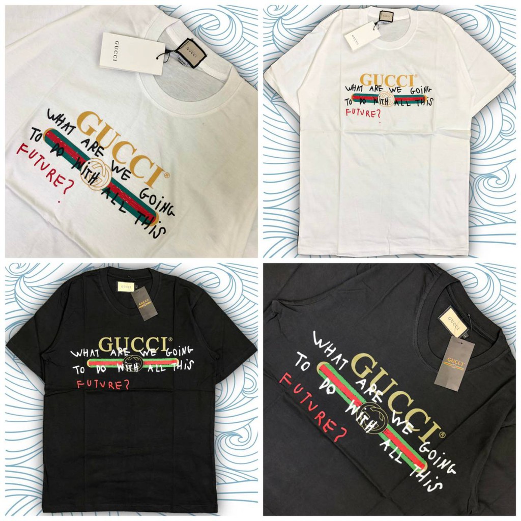 T SHIRT KAOS GUCCI X COCO CAPITAN FUTURE BLACK WHITE MIRROR PREMIUM