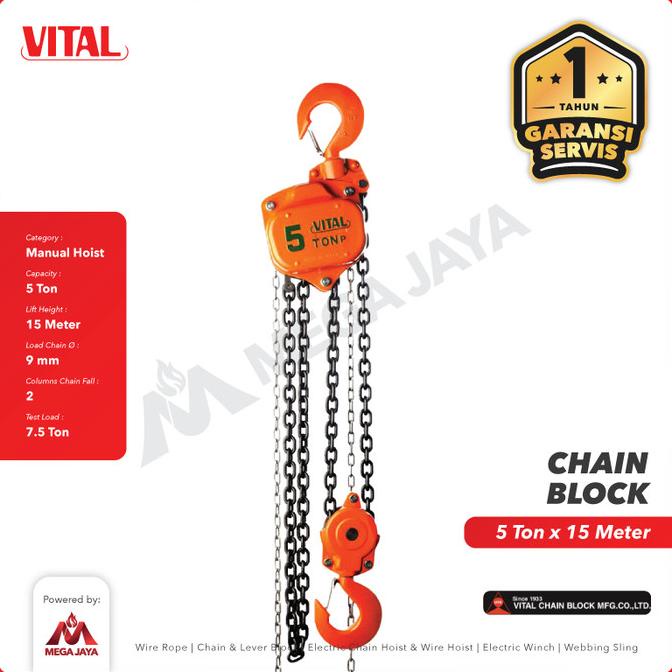 Chain Block / Takel 5 Ton X 15 Meter Vital
