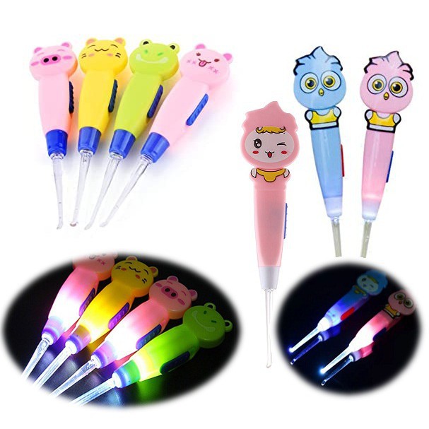 Lead Earpick Karakter / Pembersih Telinga Led Motif Owl/Flashlight Earpick