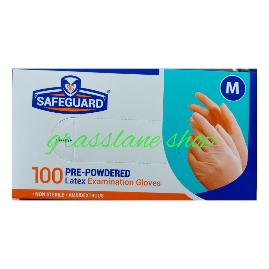 Safeguard Glove Sarung Tangan Latex Gloves 100 pcs Powdered