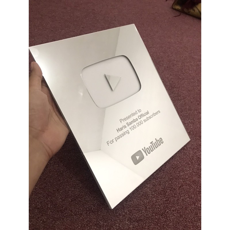 Play Button Youtube Bahan Akrilik Silver