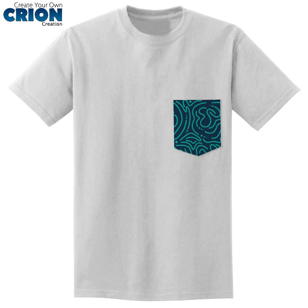 Crion Casual Tees Rounded Lines Pocket Pattern - Kaos dengan Kantong