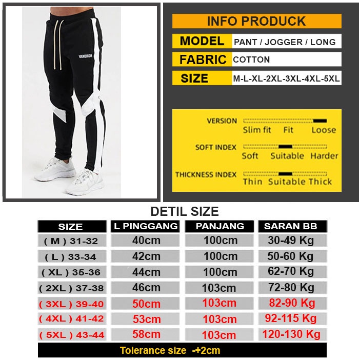 Celana panjang pria Celana training jogger pant unisex celana olahraga 30 32 34 36 38 40 42 VANQUISH