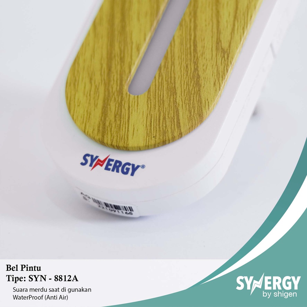 Bel Pintu/DoorBell Wireless SYNERGY by Shigen Tanpa Kabel SYN-8912A/AC motif kayu