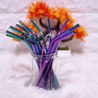 SEDOTAN STAINLESS STEEL MODEL BENGKOK WARNA  RAINBOW STRAW 