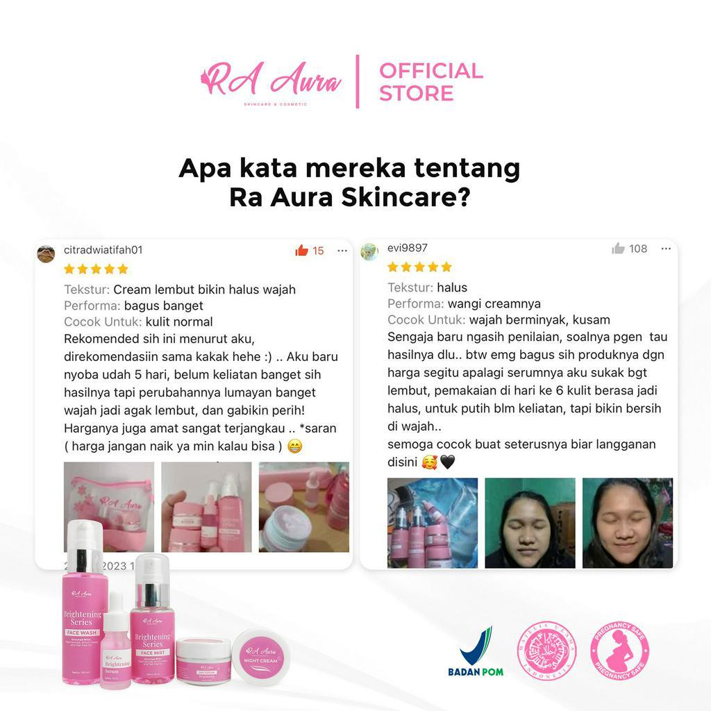 BPOM Ra Aura Paket Whitening Series / Brightening / Cerah dalam 7 hari / Skincare BPOM / Paket Whitening / Instan Whitening / glowing skincare / RETINOL NIACIAMIDE / paket pemutih wajah / cream pemutih wajah / paket skincare bpom / cerah dalam 7 hari