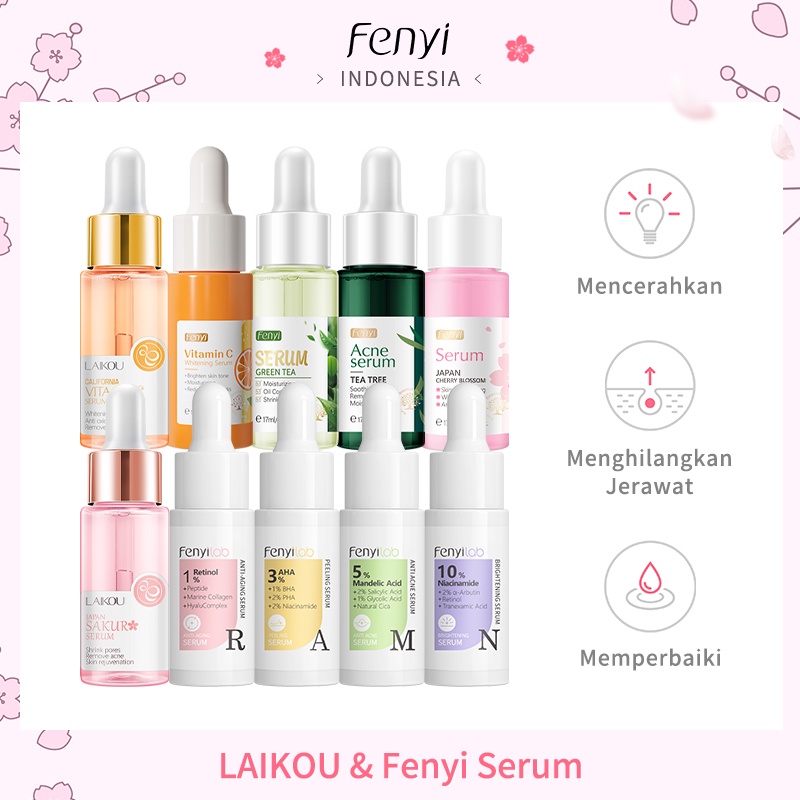 LAIKOU Sakura Serum Pemutih Wajah 24k Gold Esensi Anti-Penuaan Mengencangkan Pori-pori