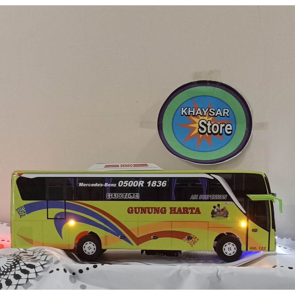 miniatur bus bis shd gunung harta plus lampu