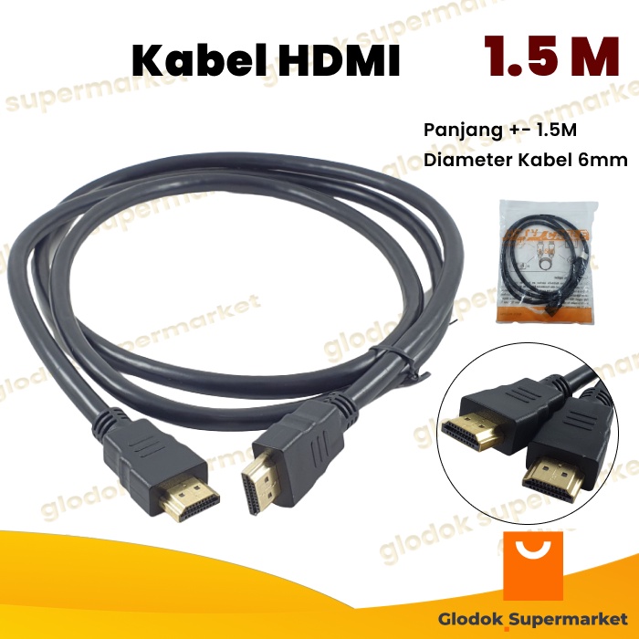 Kabel HDMI 1.5M Cable HDMI to HDMI Standard Male to Male Murah HDTV 1.5 Meter