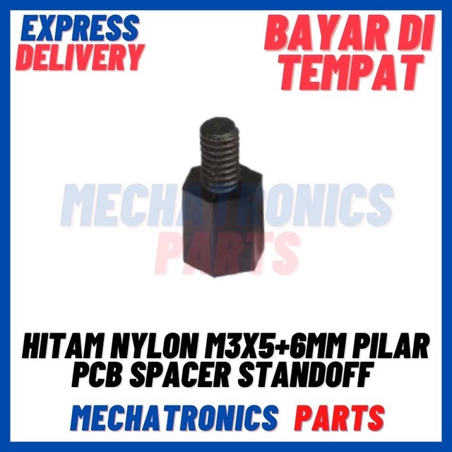 [DEV-9494] HITAM NYLON M3X5+6MM PILAR PCBSPACER M3 STANDOFF M3 5+6MM NILON