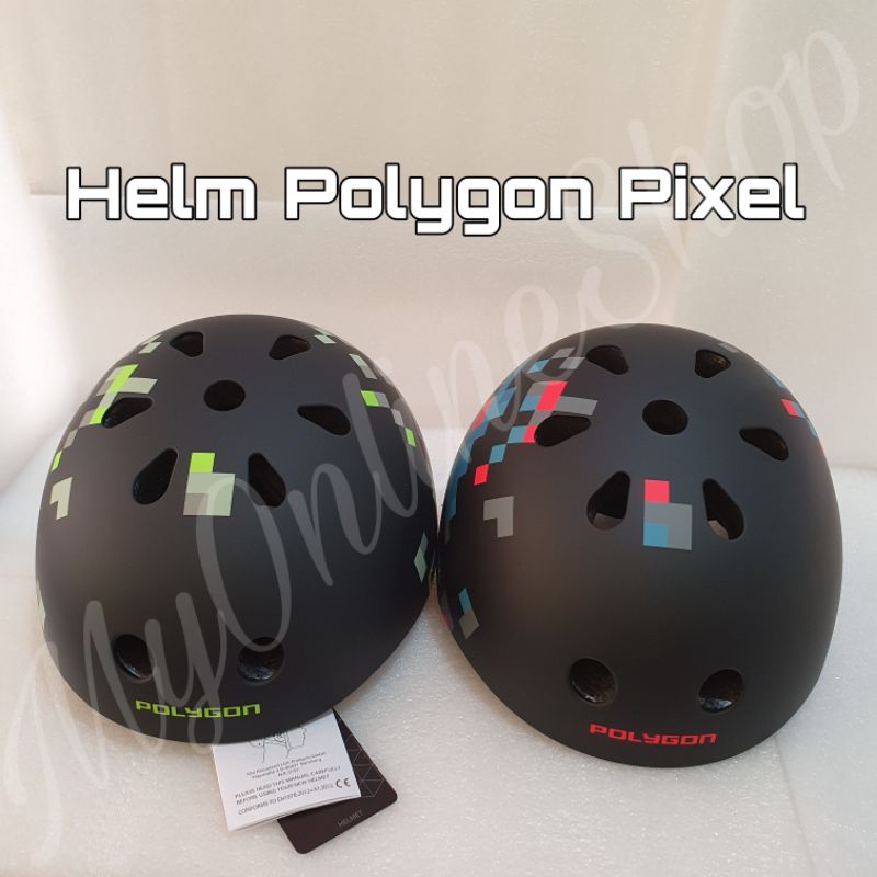 Helm Polygon Pixel Sepeda Helmet BMX Batok