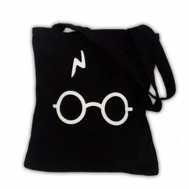 Tote Bag Kanvas dengan Resleting Design Kaca Mata - Cocok untuk Tas Sekolah, Kuliah, atau Kerja!