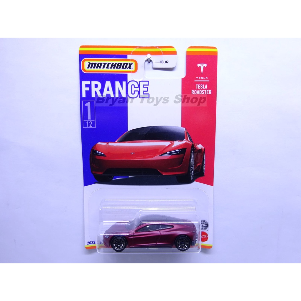 Matchbox France Tesla Roadster Merah