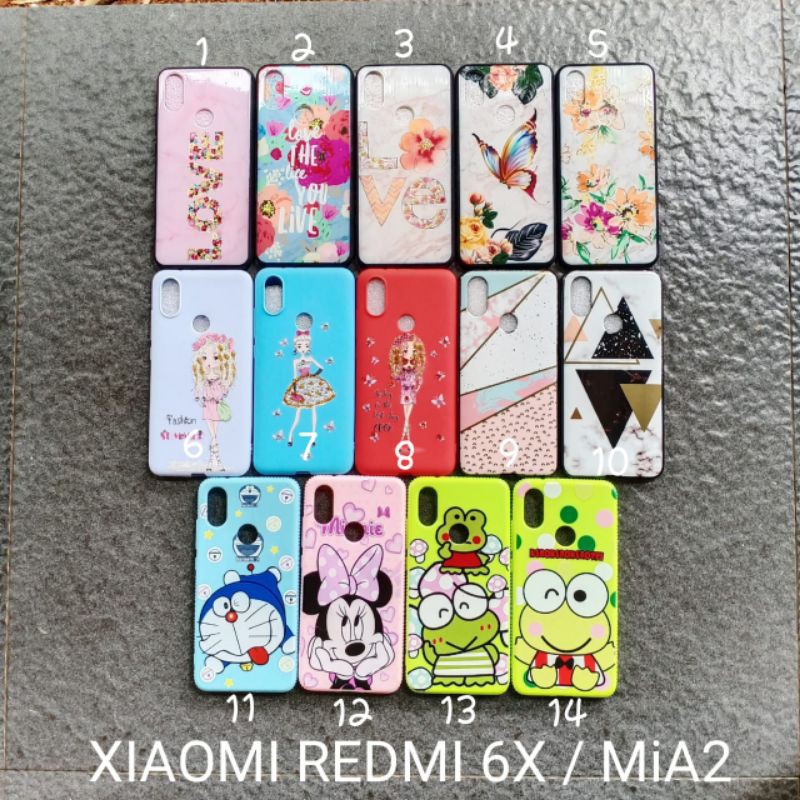 Case gambar Xiaomi Redmi 6X . MiA2 . Mi A2 motif cewek soft softcase softshell silikon cover casing kesing housing