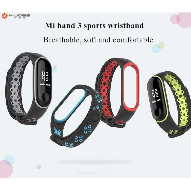 Bayar Ditempat Mijobs Sport Strap Watchband Breathable Silicone Xiaomi Mi Band 3/4